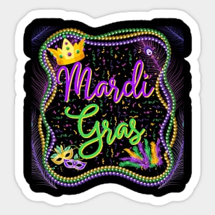 Colourful Mardi Gras Beads and Masks Sticker